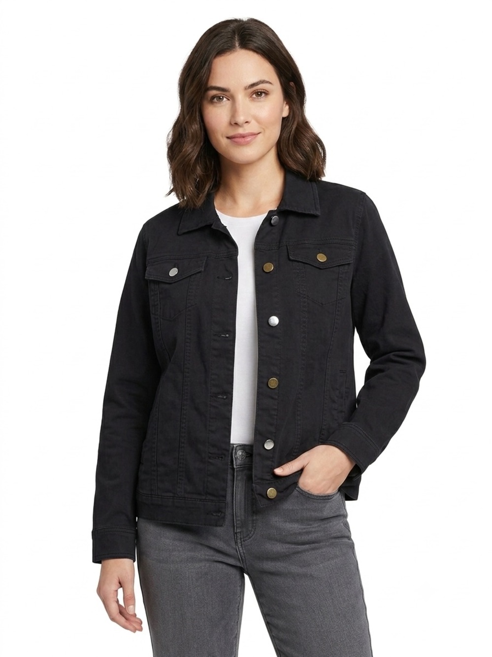Tudor Court Vintage Y2K Classic Black Jean Women's Button-Front Jacket